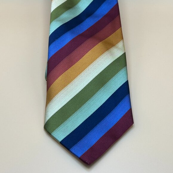 BCBG Attitude Multicolor Striped 100% Silk Tie - Hand Sewn - Picture 1 of 3
